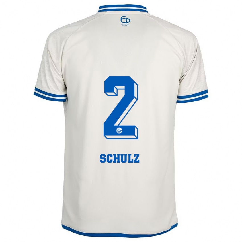 ילדים Nils Schulz #2 לבן כחול הרחק ג'רזי 2025/26 חולצה קצרה