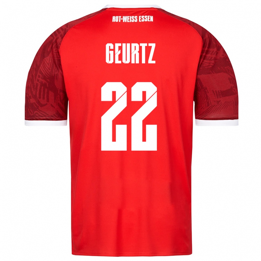 ילדים Jan-Luca Geurtz #22 אדום בורדו לבן הרחק ג'רזי 2025/26 חולצה קצרה