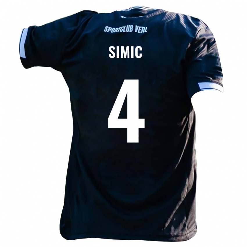 ילדים Dennis Simic #4 שחור לבן הרחק ג'רזי 2025/26 חולצה קצרה