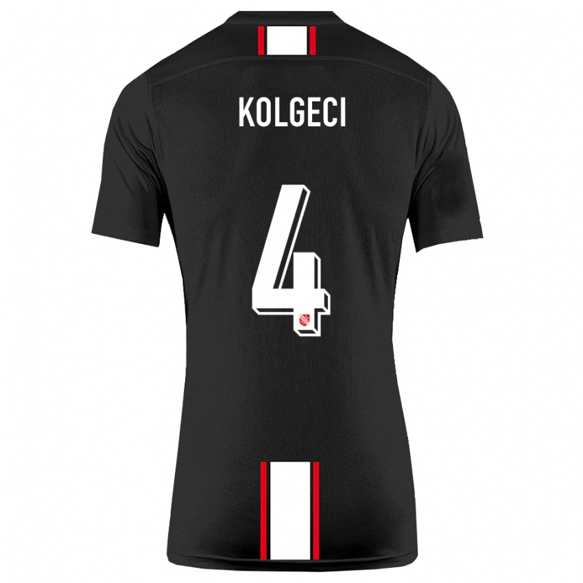 ילדים Besfort Kolgeci #4 שחור לבן הרחק ג'רזי 2025/26 חולצה קצרה