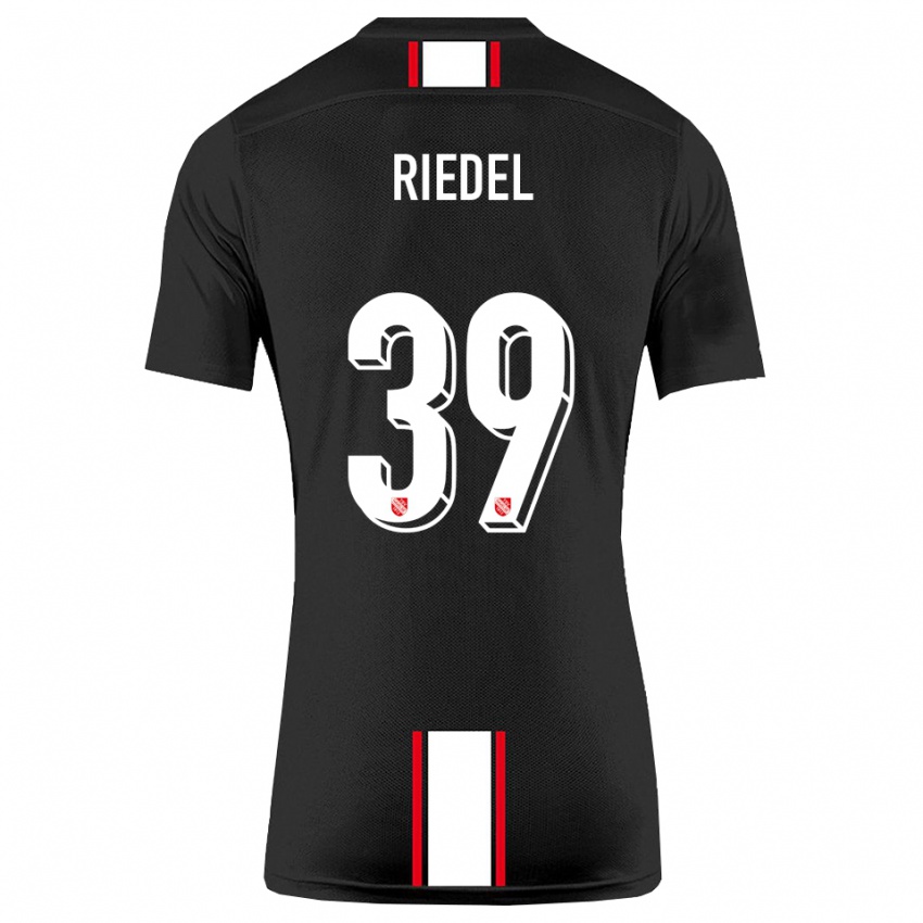 ילדים Florian Riedel #39 שחור לבן הרחק ג'רזי 2025/26 חולצה קצרה