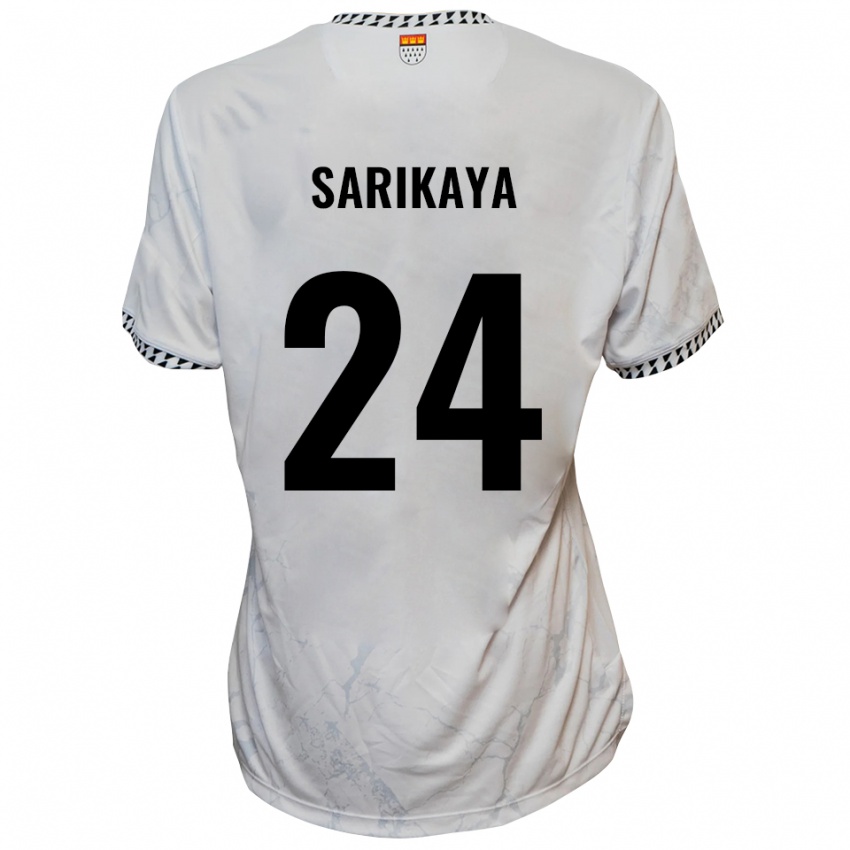 ילדים Ege Sarikaya #24 לבן שחור הרחק ג'רזי 2025/26 חולצה קצרה