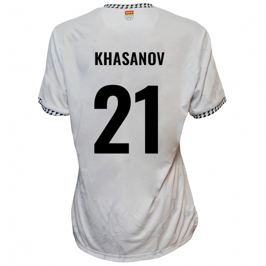ילדים דני חאסנוב #21 לבן שחור הרחק ג'רזי 2025/26 חולצה קצרה