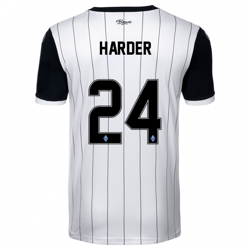 ילדים Constantin Harder #24 לבן שחור הרחק ג'רזי 2025/26 חולצה קצרה