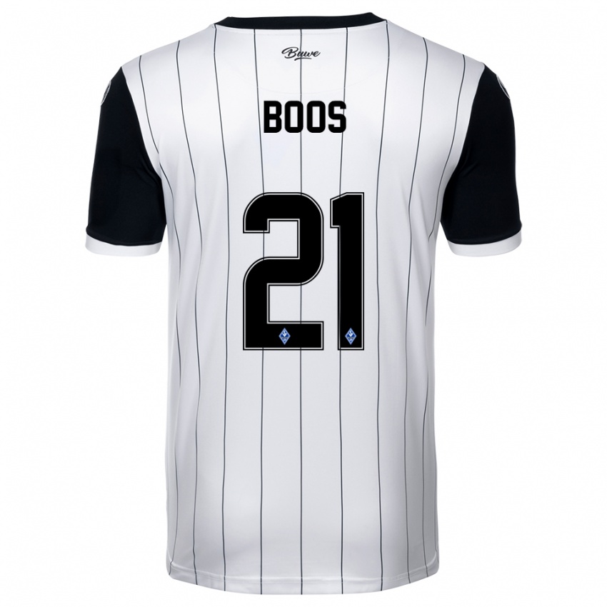 ילדים Noah Boos #21 לבן שחור הרחק ג'רזי 2025/26 חולצה קצרה