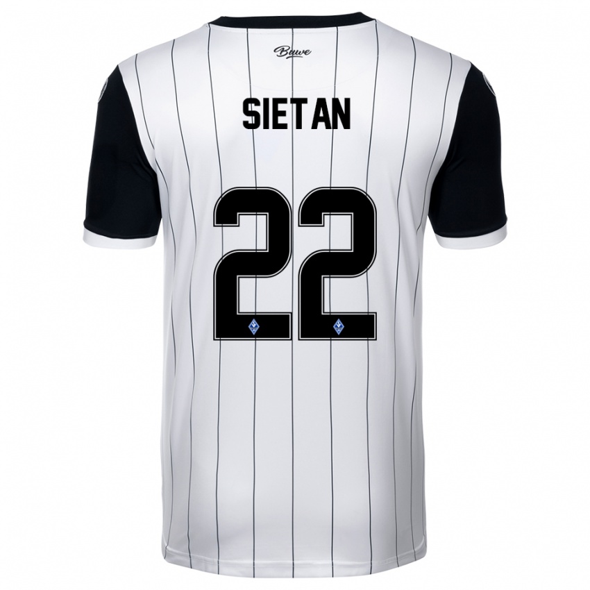 ילדים Janne Sietan #22 לבן שחור הרחק ג'רזי 2025/26 חולצה קצרה