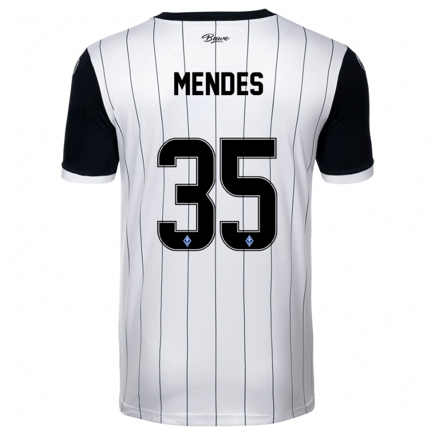 ילדים Djayson Mendes #35 לבן שחור הרחק ג'רזי 2025/26 חולצה קצרה