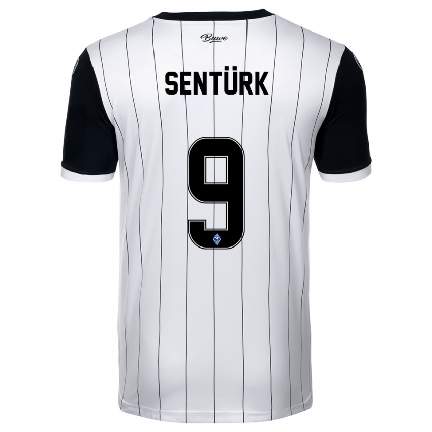 ילדים Mikail Sentürk #9 לבן שחור הרחק ג'רזי 2025/26 חולצה קצרה