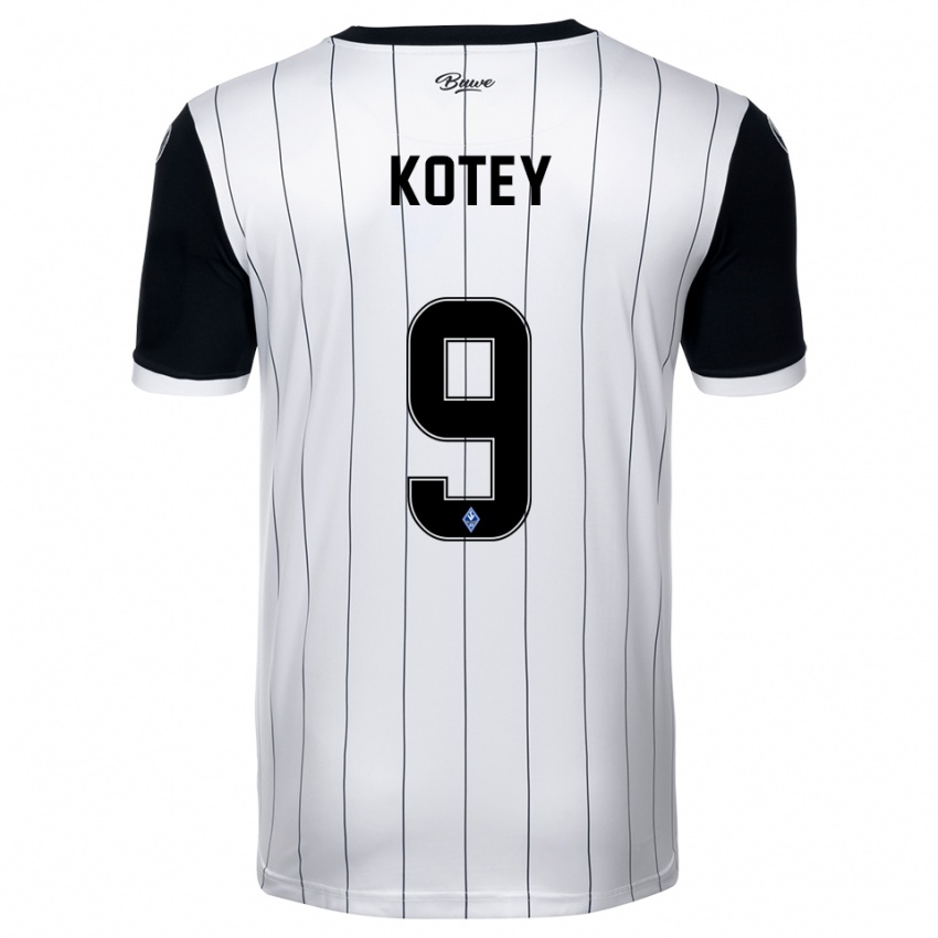 ילדים Britmon Kotey #9 לבן שחור הרחק ג'רזי 2025/26 חולצה קצרה