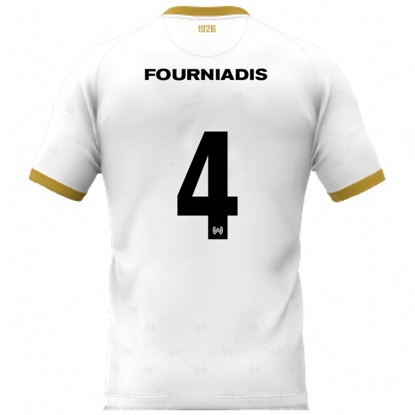 ילדים Linos Fourniadis #4 לבן זהב הרחק ג'רזי 2025/26 חולצה קצרה