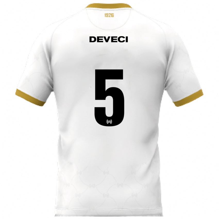 ילדים Hüseyin Deveci #5 לבן זהב הרחק ג'רזי 2025/26 חולצה קצרה