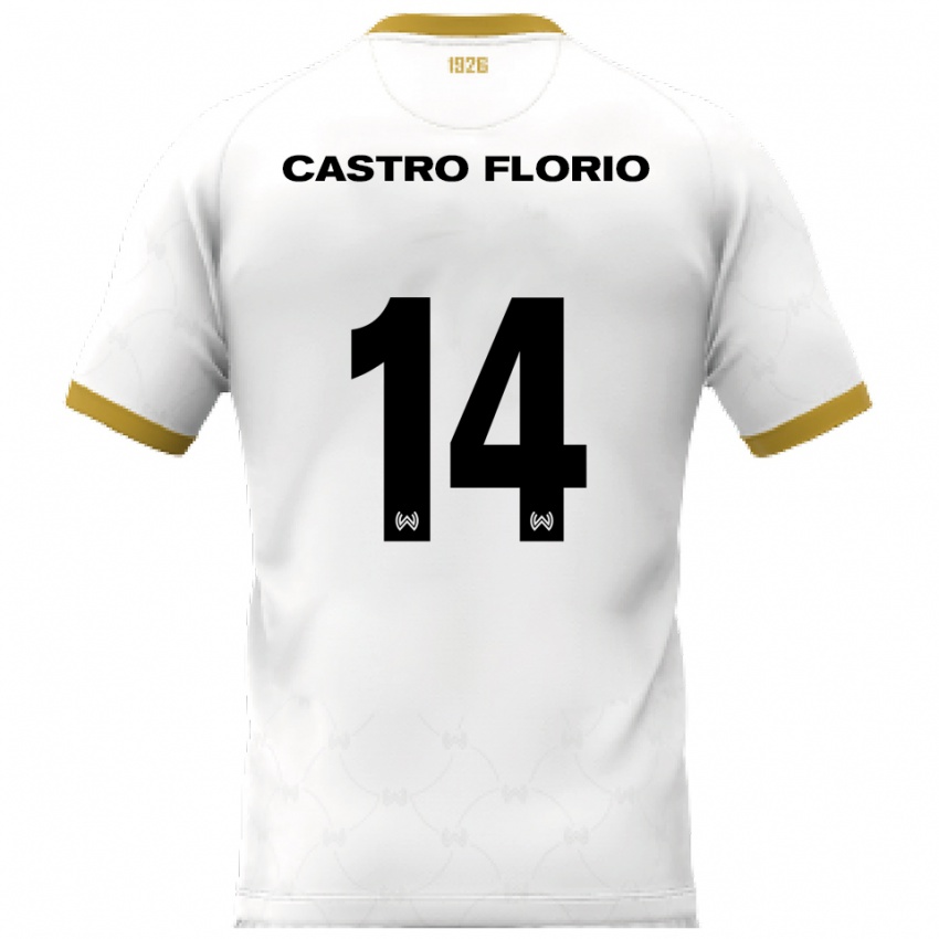 ילדים Giancarlo Castro Florio #14 לבן זהב הרחק ג'רזי 2025/26 חולצה קצרה