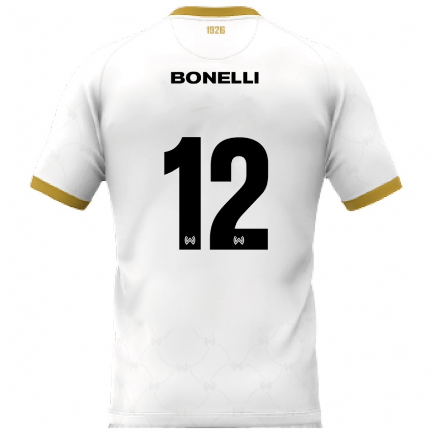 ילדים Leonardo Bonelli #12 לבן זהב הרחק ג'רזי 2025/26 חולצה קצרה