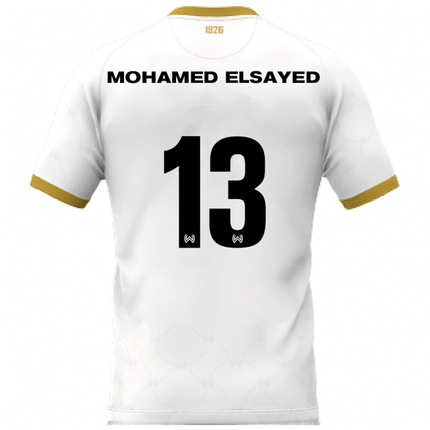 ילדים סמיר מוחמד אלסייד #13 לבן זהב הרחק ג'רזי 2025/26 חולצה קצרה