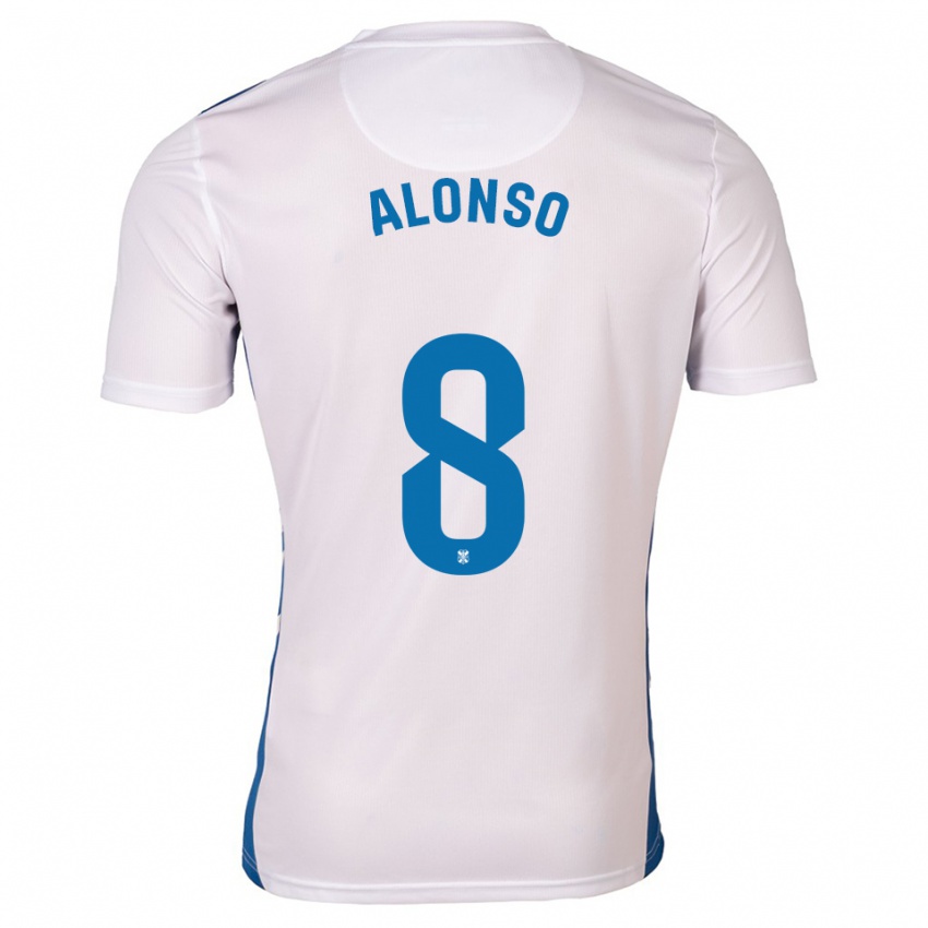 גברים חאבי אלונסו #8 לבן כחול ג'רזי ביתית 2025/26 חולצה קצרה