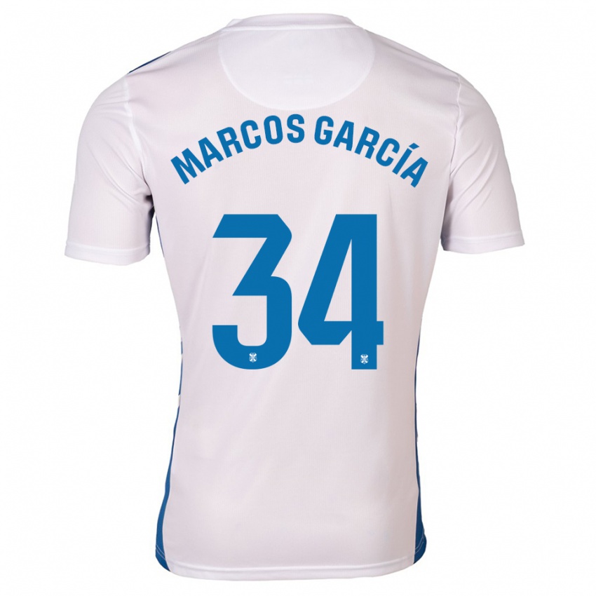 גברים Marcos García #34 לבן כחול ג'רזי ביתית 2025/26 חולצה קצרה