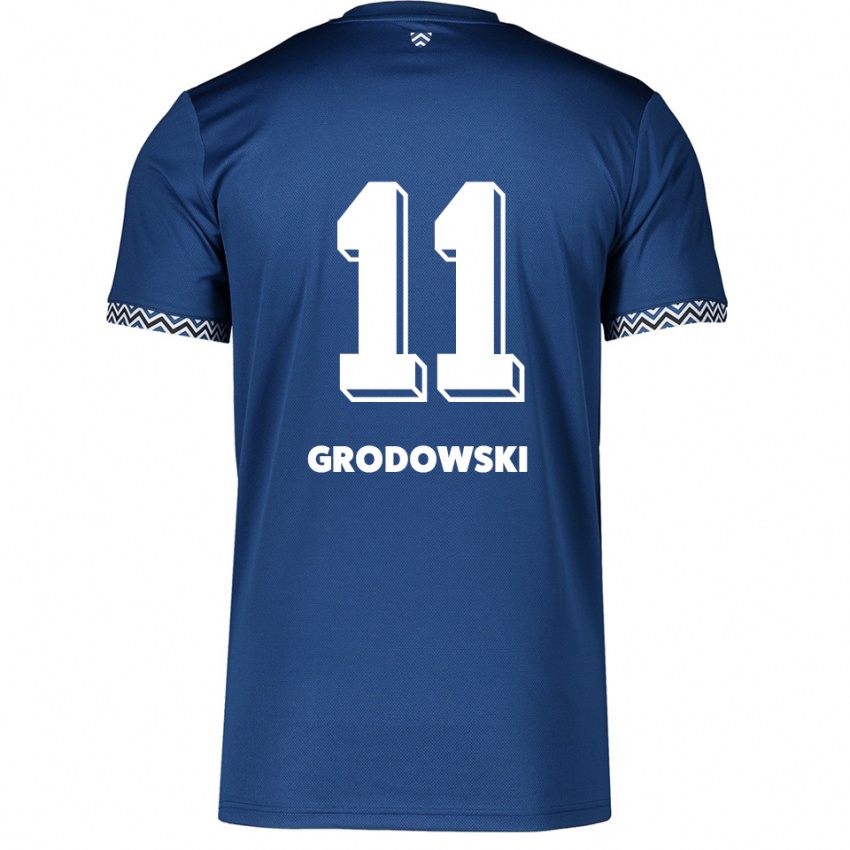 גברים יואל גרודובסקי #11 כחול נייבי לבן ג'רזי ביתית 2025/26 חולצה קצרה