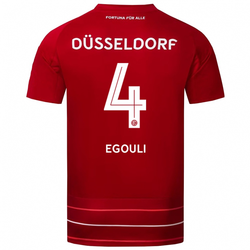 גברים Elias Egouli #4 אדום לבן ג'רזי ביתית 2025/26 חולצה קצרה