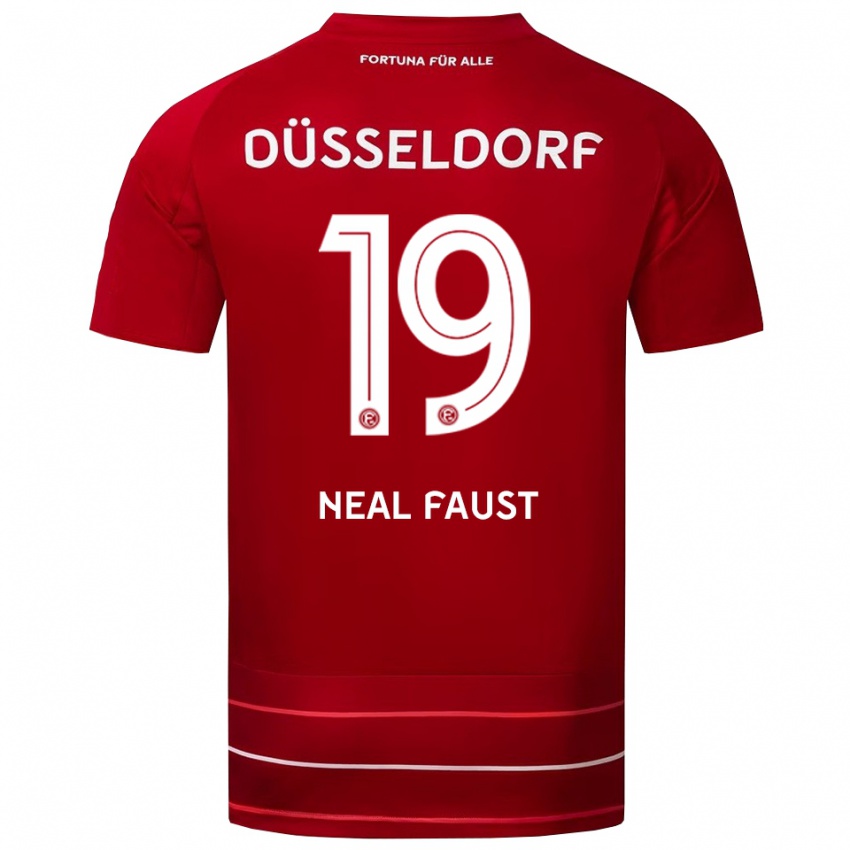 גברים Neal Faust #19 אדום לבן ג'רזי ביתית 2025/26 חולצה קצרה