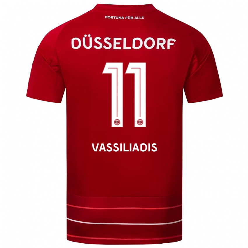 גברים Leonidas Vassiliadis #11 אדום לבן ג'רזי ביתית 2025/26 חולצה קצרה