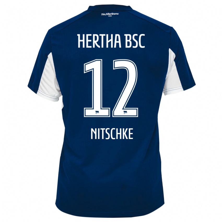 גברים Til Nitschke #12 לבן כחול ג'רזי ביתית 2025/26 חולצה קצרה