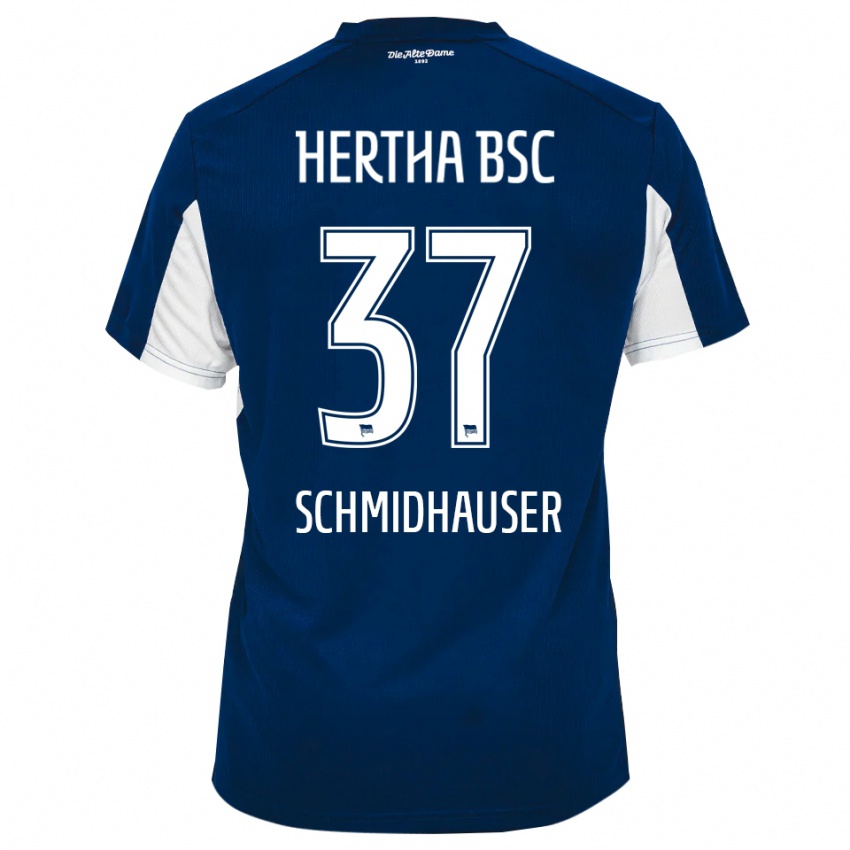 גברים אוליבר שמידהאוזר #37 לבן כחול ג'רזי ביתית 2025/26 חולצה קצרה