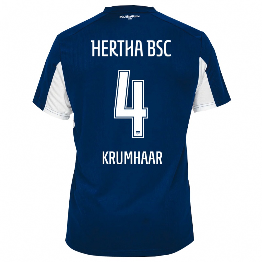 גברים מרווין קרומחאר #4 לבן כחול ג'רזי ביתית 2025/26 חולצה קצרה