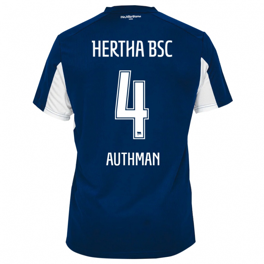 גברים Efe Authman #4 לבן כחול ג'רזי ביתית 2025/26 חולצה קצרה