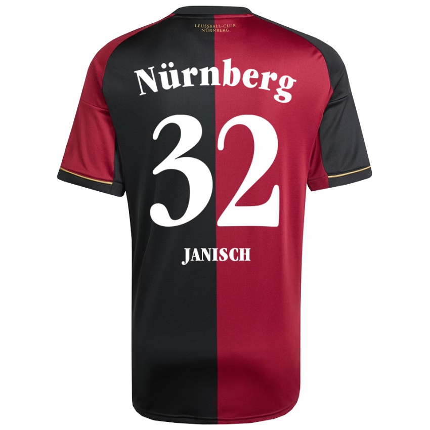 גברים טים יאניש #32 בורדו שחור ג'רזי ביתית 2025/26 חולצה קצרה