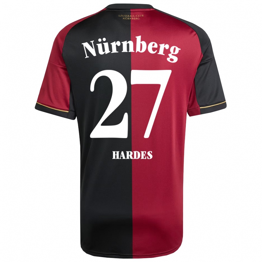 גברים Aaron Hardes #27 בורדו שחור ג'רזי ביתית 2025/26 חולצה קצרה