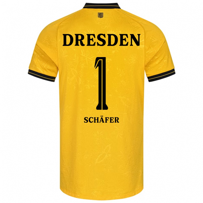 גברים Moritz Schäfer #1 צהוב שחור ג'רזי ביתית 2025/26 חולצה קצרה