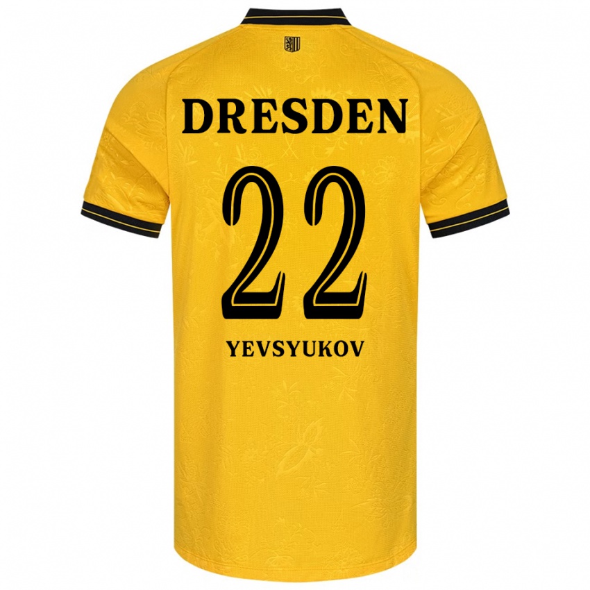 גברים Demyd Yevsyukov #22 צהוב שחור ג'רזי ביתית 2025/26 חולצה קצרה