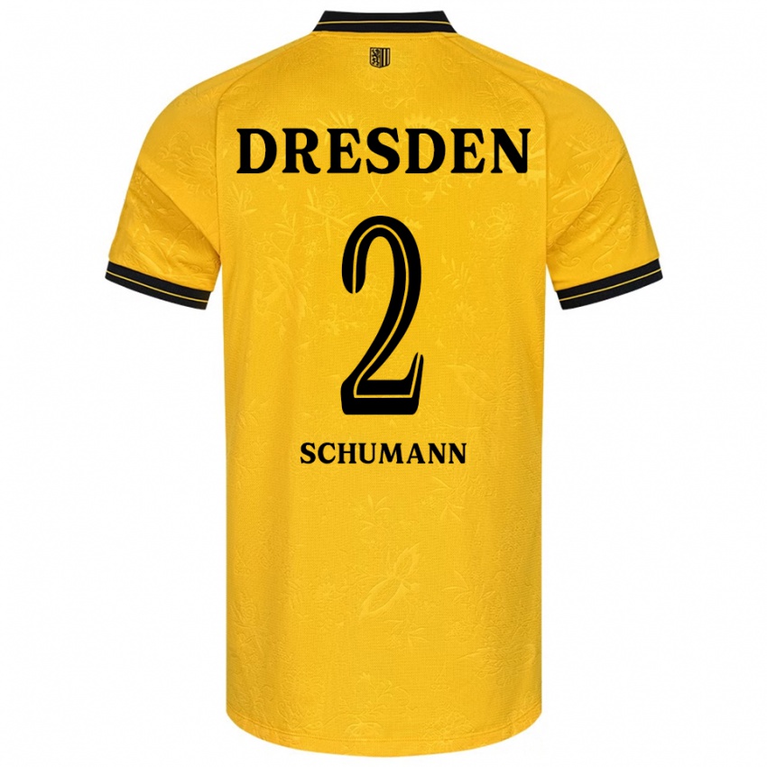 גברים Anton Schumann #2 צהוב שחור ג'רזי ביתית 2025/26 חולצה קצרה