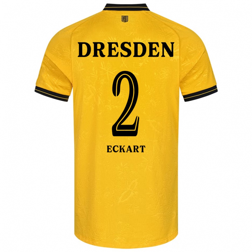 גברים Ben Eckart #2 צהוב שחור ג'רזי ביתית 2025/26 חולצה קצרה