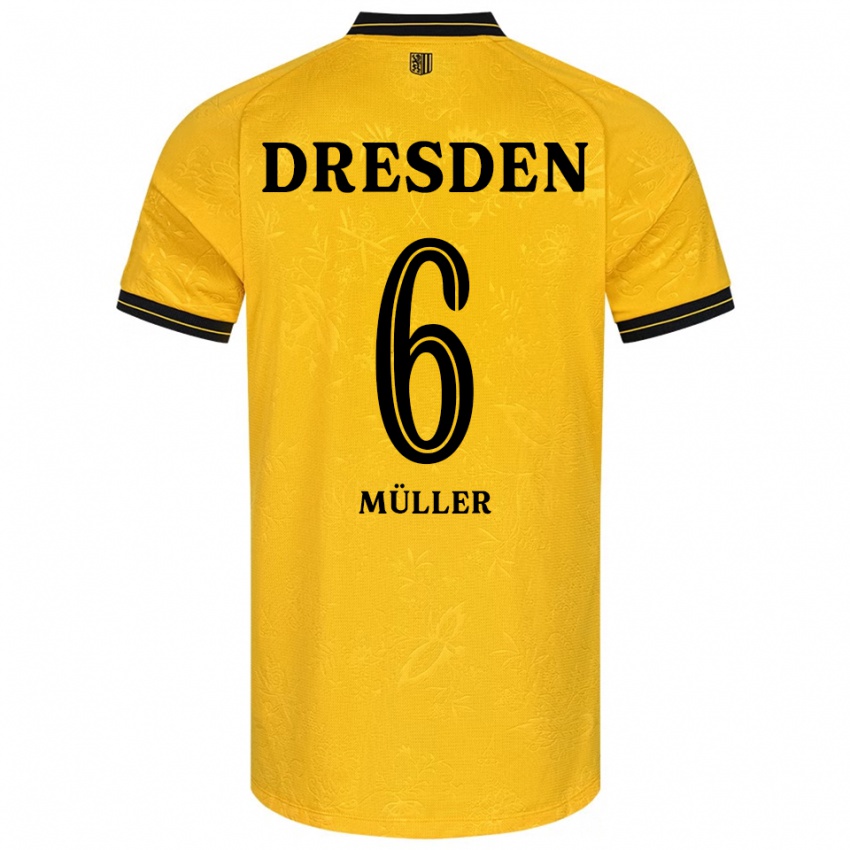 גברים Friedrich Müller #6 צהוב שחור ג'רזי ביתית 2025/26 חולצה קצרה