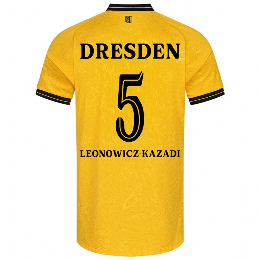 גברים ג׳ונת׳ן לאונוביץ׳-קזאדי #5 צהוב שחור ג'רזי ביתית 2025/26 חולצה קצרה