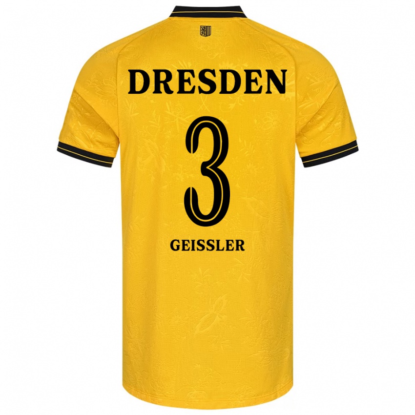 גברים ג׳ונת׳ן גייסלר #3 צהוב שחור ג'רזי ביתית 2025/26 חולצה קצרה