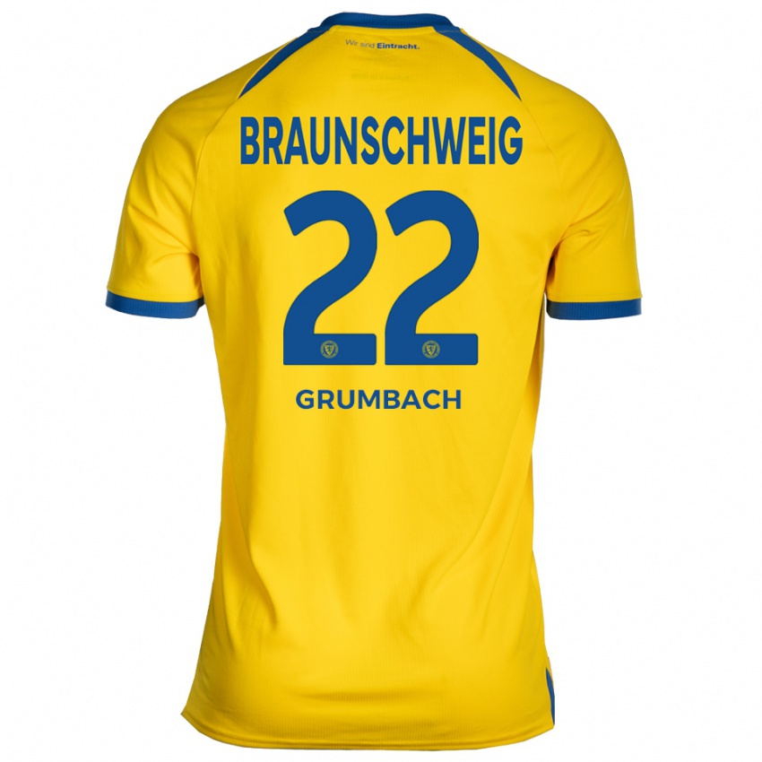 גברים מייסון גרומבך #22 צהוב כחול ג'רזי ביתית 2025/26 חולצה קצרה