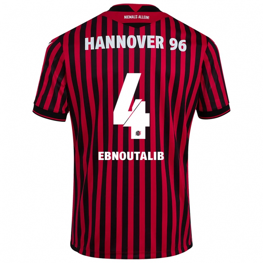 גברים Ilias Ebnoutalib #4 אדום שחור ג'רזי ביתית 2025/26 חולצה קצרה