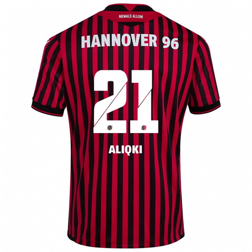 גברים Florent Aliqki #21 אדום שחור ג'רזי ביתית 2025/26 חולצה קצרה