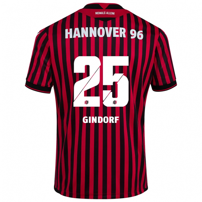 גברים לארס גינדורף #25 אדום שחור ג'רזי ביתית 2025/26 חולצה קצרה