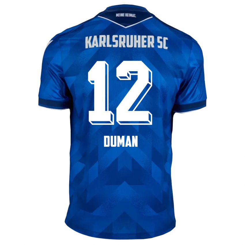 גברים Bugra Duman #12 כחול לבן ג'רזי ביתית 2025/26 חולצה קצרה