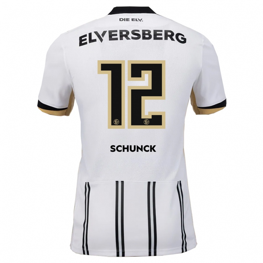 גברים יאן שונק #12 לבן שחור ג'רזי ביתית 2025/26 חולצה קצרה