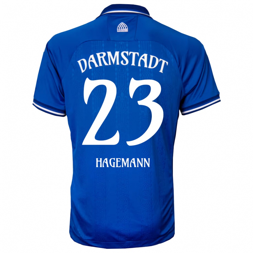 גברים Emil Hagemann #23 כחול לבן ג'רזי ביתית 2025/26 חולצה קצרה