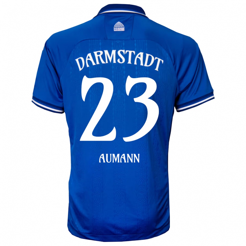 גברים Emil Aumann #23 כחול לבן ג'רזי ביתית 2025/26 חולצה קצרה