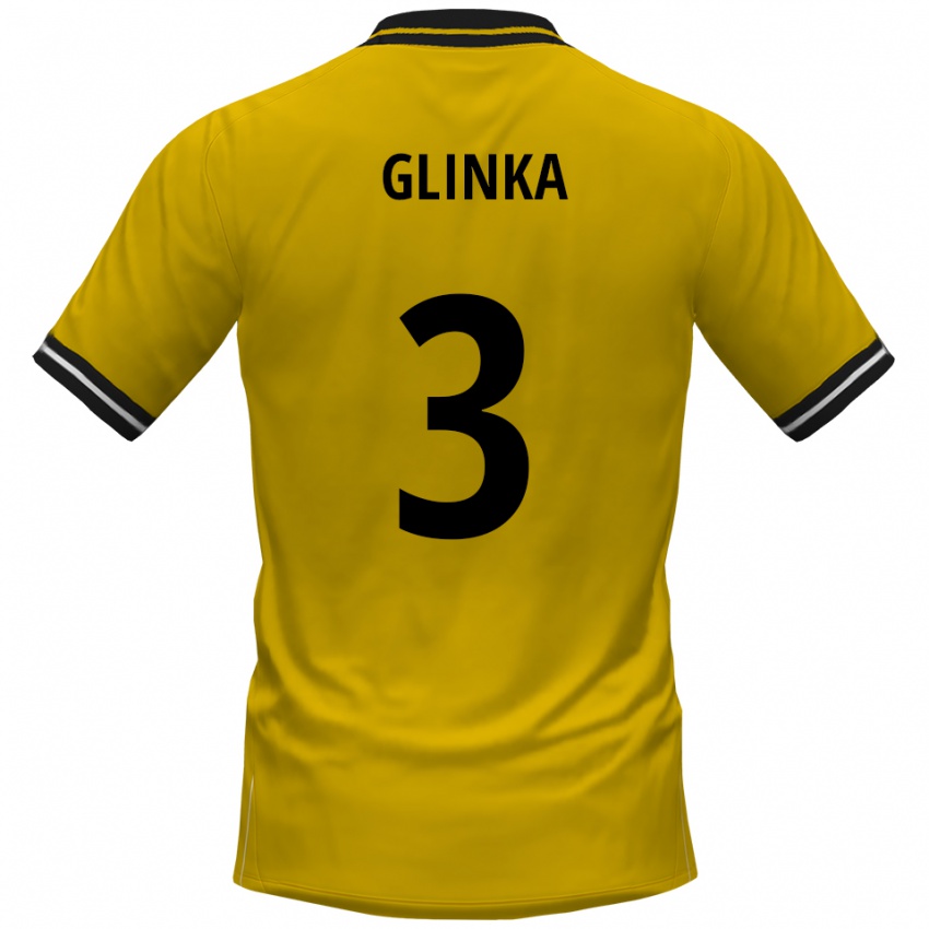 גברים Tim Glinka #3 צהוב שחור ג'רזי ביתית 2025/26 חולצה קצרה