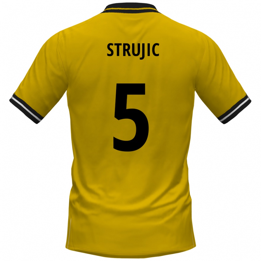 גברים Sasa Strujic #5 צהוב שחור ג'רזי ביתית 2025/26 חולצה קצרה