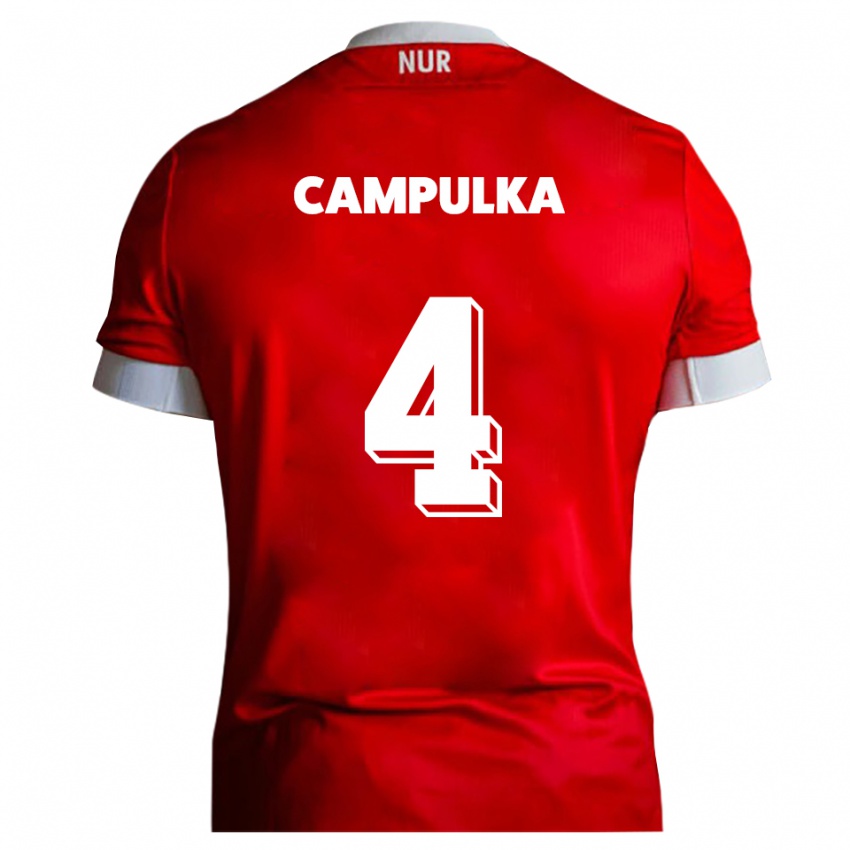 גברים Tim Campulka #4 אדום לבן ג'רזי ביתית 2025/26 חולצה קצרה