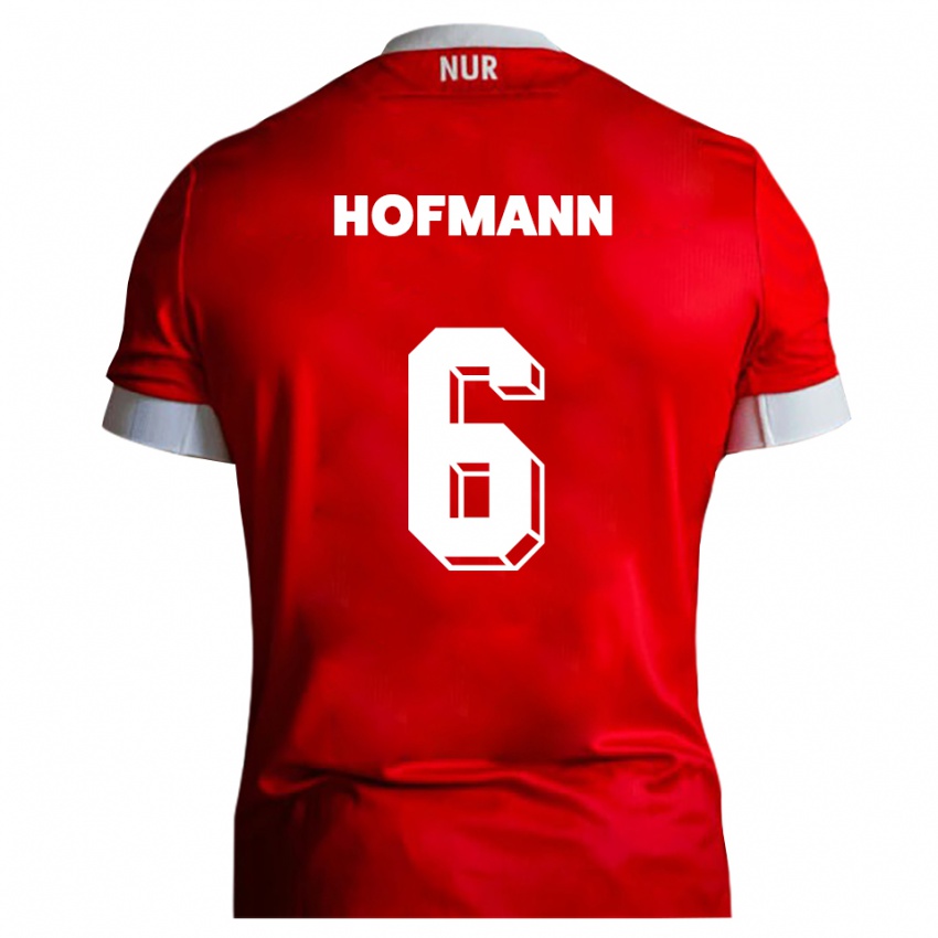 גברים יונאס הופמן #6 אדום לבן ג'רזי ביתית 2025/26 חולצה קצרה