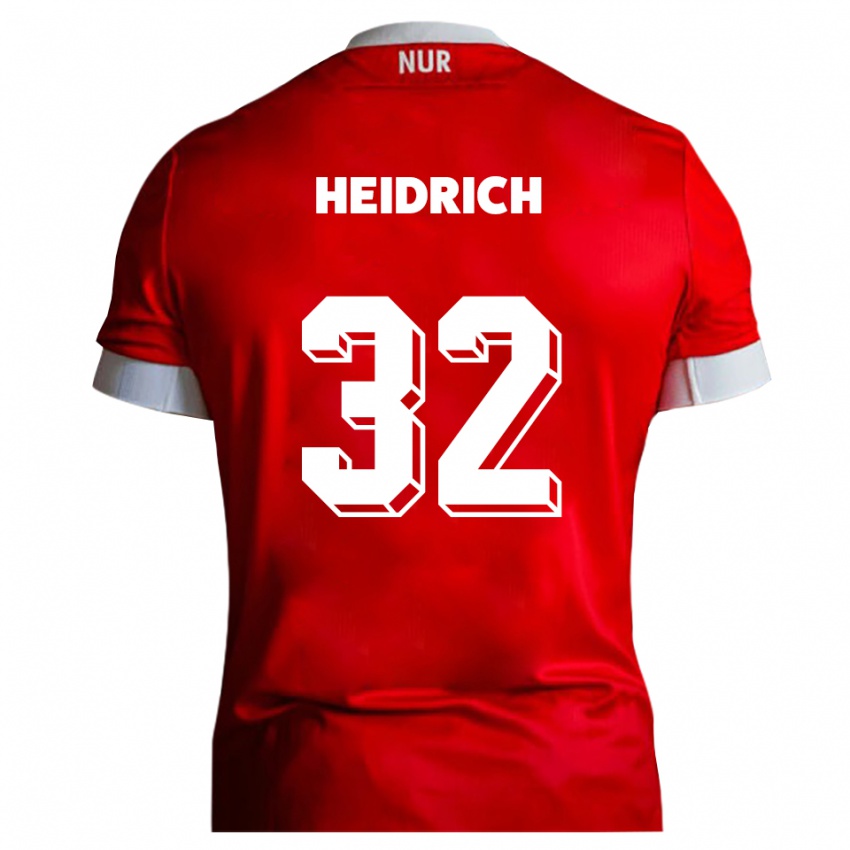 גברים פין היידריך #32 אדום לבן ג'רזי ביתית 2025/26 חולצה קצרה